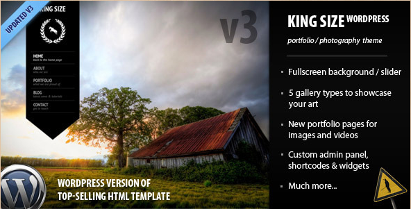 King Size - Fullscreen Background WordPress Photography Theme